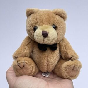 Cute Vintage Steven Smith‎ Brown Teddy Bear Stuffed Plush Toy Bow Sitting 5in